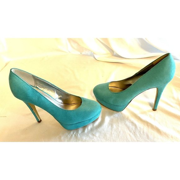 XAppeal Turquoise Size 8 Microfiber 5” Stiletto Heel Platform Pump Shoe - Picture 6 of 7